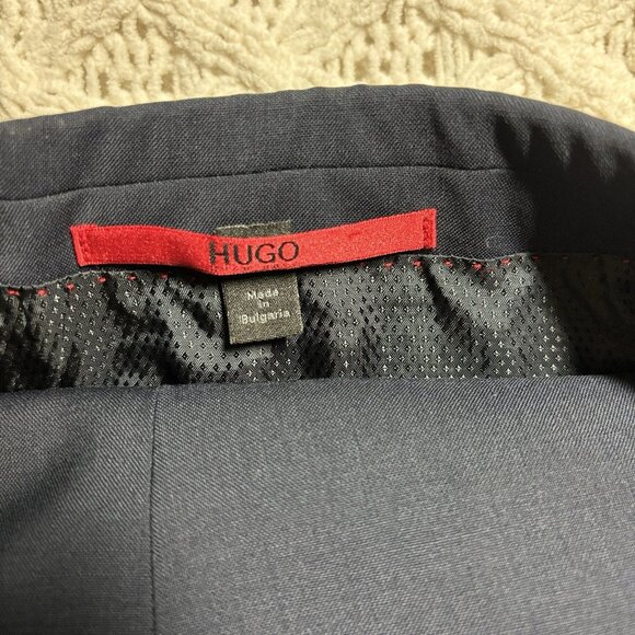 Hugo Boss Diesselstrasse Slim Fit Suit Navy Blue Size 38R W35" 100% Wool Marlane - Picture 3 of 16